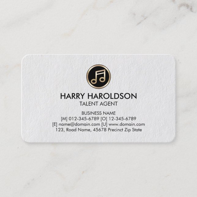 Gold Music Note Talent Agent Carte de visite Premi (Devant)