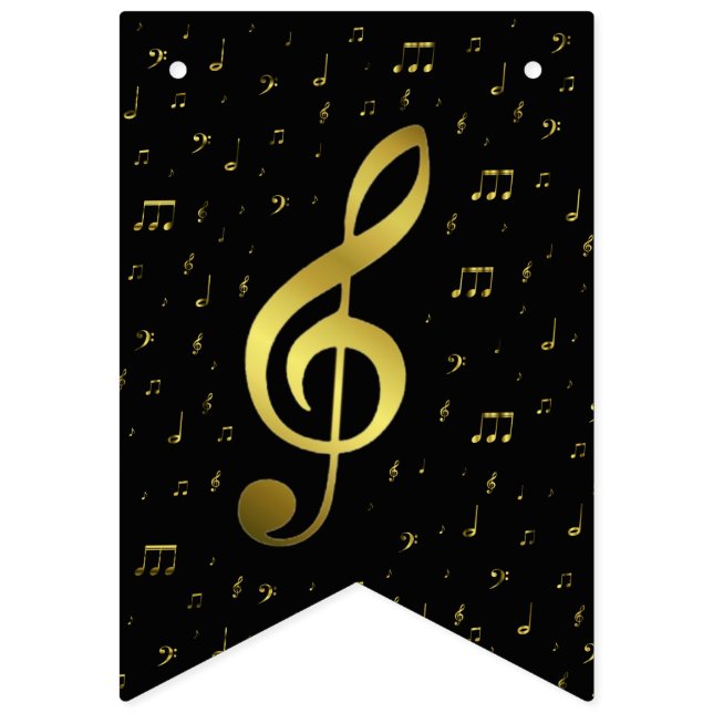 gold music notes bunting flags (Sixteenth Flag)