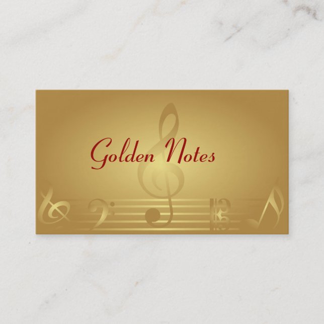 Gold Music Notes Business Cards (Front)