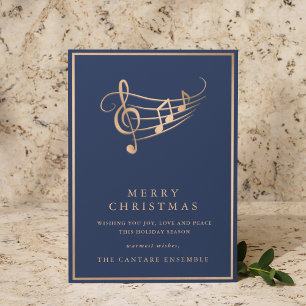 Gold Music Notes Elegant Musical Christmas Card