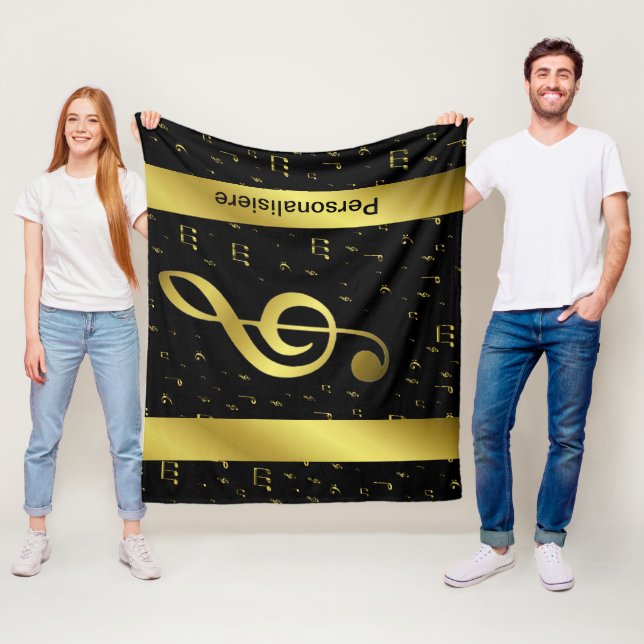 gold music notes  fleece blanket (In Situ)