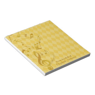 Gold Music Notes Harlequin Personalized Notepad