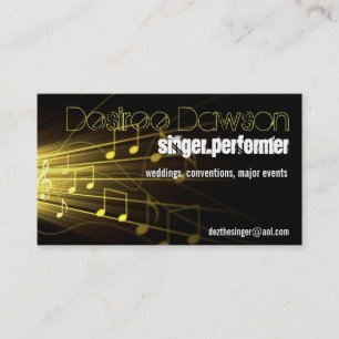 gold music notes music carte de visite