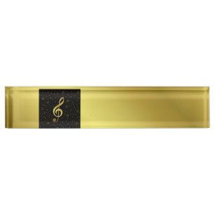 gold music notes nameplate