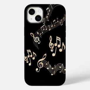 Gold Music Notes on Black iPhone 14 Plus Case