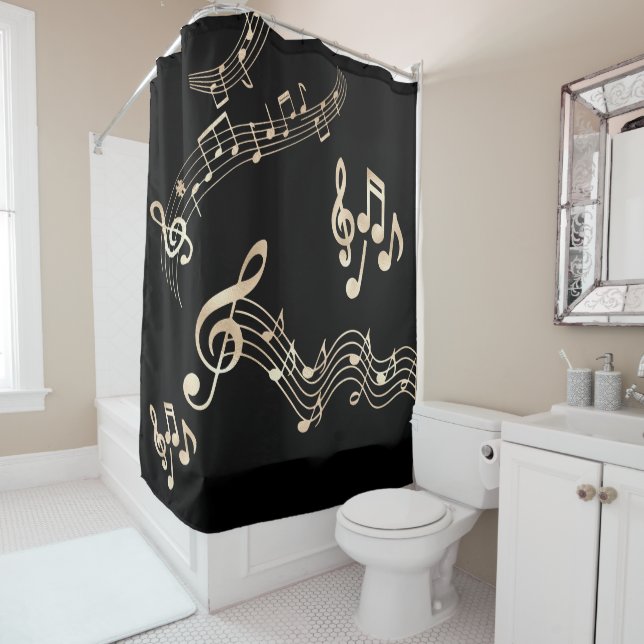 Gold Music Notes on Black Medium (In Situ)