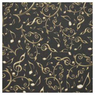 Gold Music Notes On Black or Any Colour Fabric