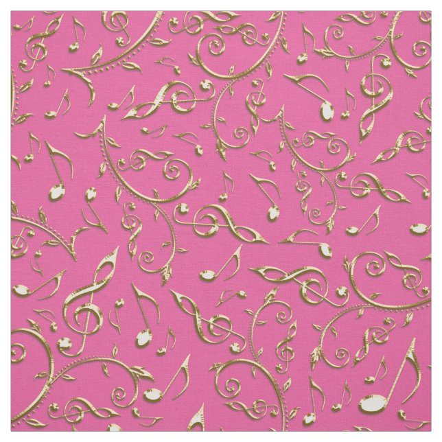 Gold Music Notes On Your Custom Colour Fabric (Swatch)