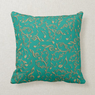 Gold Music Notes Pick Your Own Colour Pillow -
