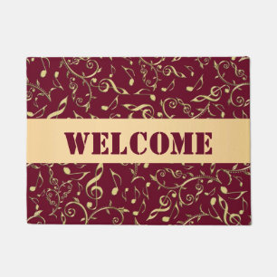 Gold Music Notes with Customizable Colour Door Mat