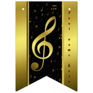 gold music notesn name templare bunting flags