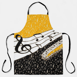 Gold music theme apron
