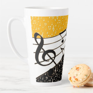 Gold music theme latte mug