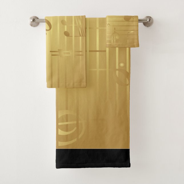 Gold Music Towels - Music Notes Golden Decor (Insitu)