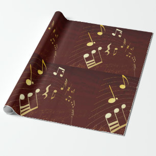 Gold Musical Notes Background Wrapping Paper