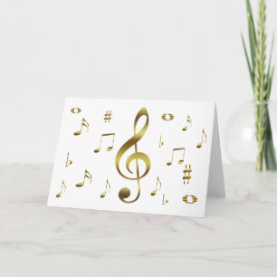 Gold Musical Notes Card