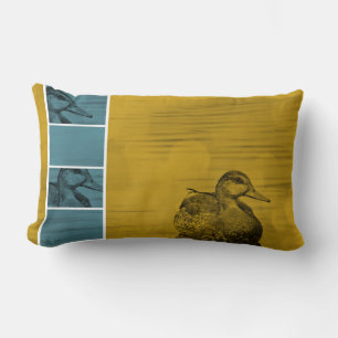 Gold N Blue Duck Art Throw Pillow
