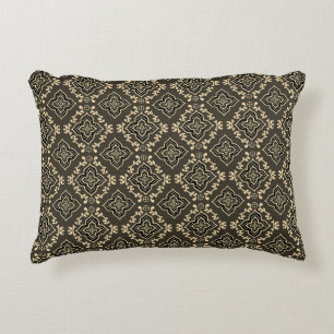 Gold n Brown Geometric Pattern / Indian Print Accent Pillow