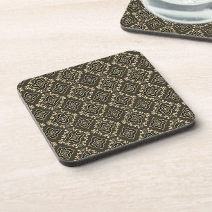 Gold n Brown Geometric Pattern / Indian Print Coaster