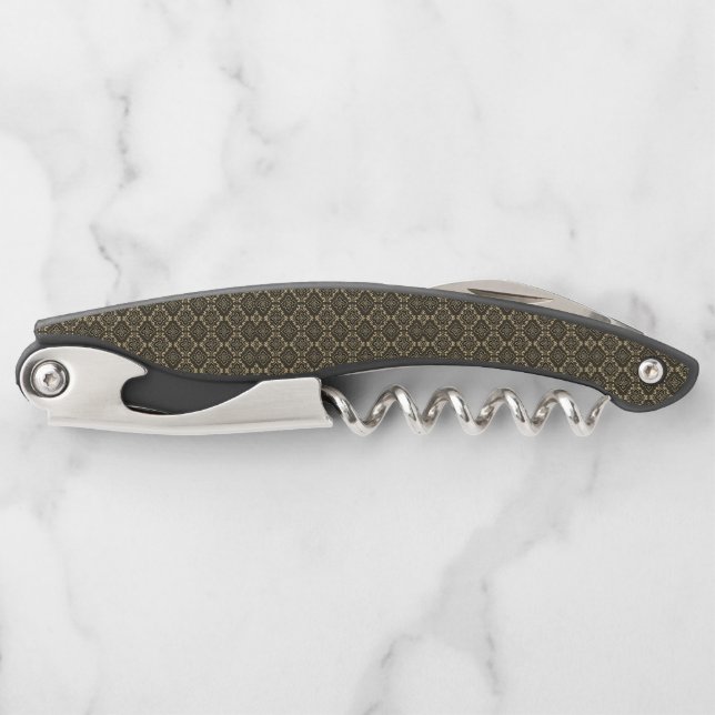 Gold n Brown Geometric Pattern / Indian Print  Corkscrew (Front)