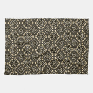 Gold n Brown Geometric Pattern / Indian Print  Kitchen Towel