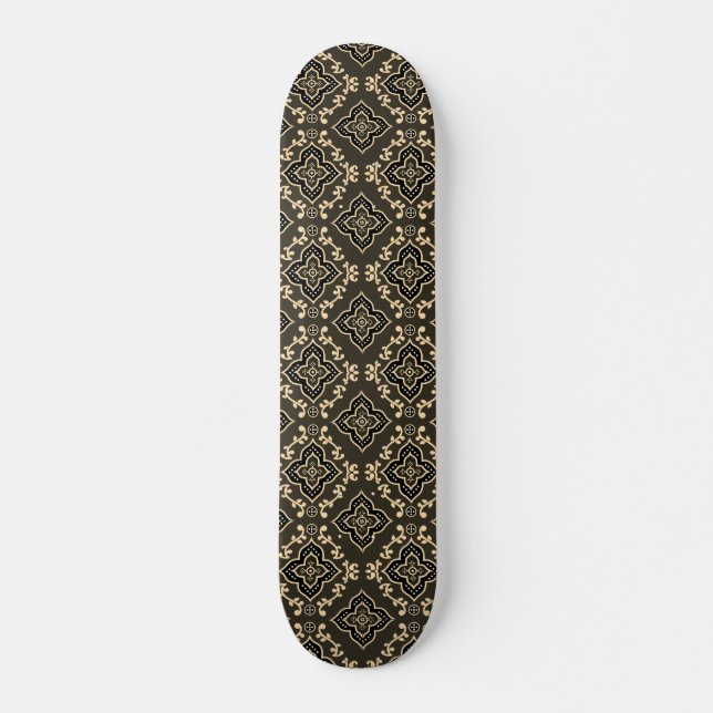 Gold n Brown Geometric Pattern / Indian Print  Skateboard (Front)