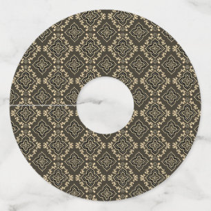 Gold n Brown Geometric Pattern / Indian Print  Wine Glass Tag