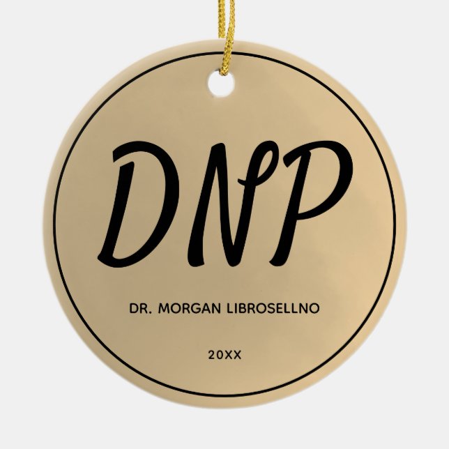 Gold Name DNP Graduation Ceramic Ornament (Front)