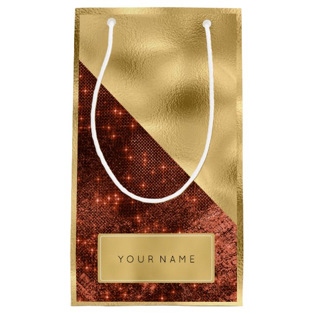 Gold Name Spark Honey Maroon Name Favour Small Gift Bag (Front)
