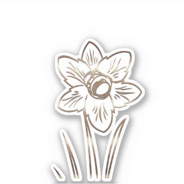 Gold Narcissus Flower Sticker (Front)