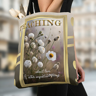 Gold Nature Floral Teacher  Tote Bag
