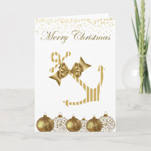Gold Nautical Anchor Christmas Card