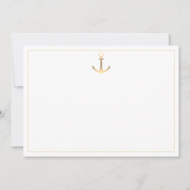 Gold Nautical Anchor Note Card (Front)