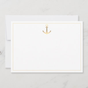 Gold Nautical Anchor Note Card