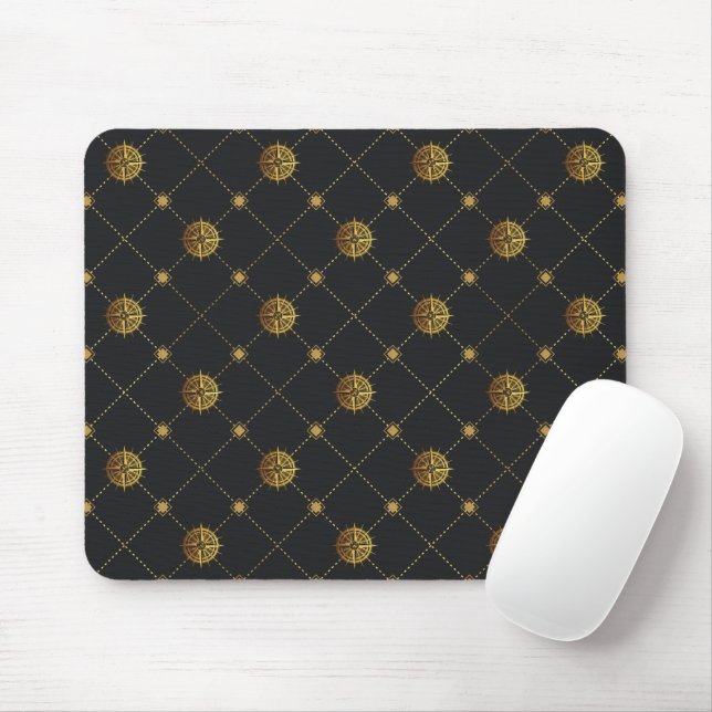 Gold Nautical  Mouse Pad (With Mouse)