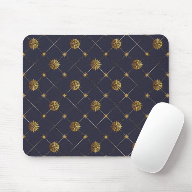 Gold Nautical  Mouse Pad (With Mouse)