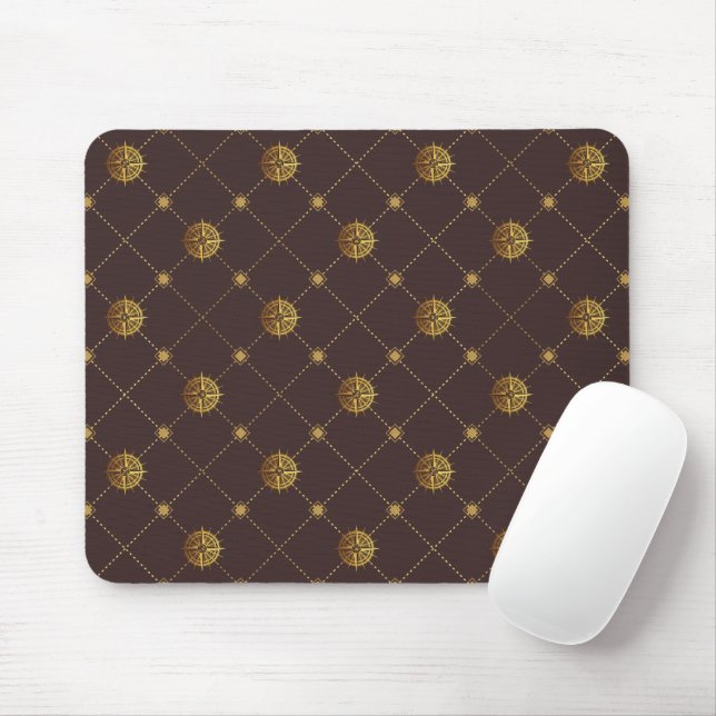 Gold Nautical  Mouse Pad (With Mouse)