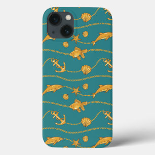 Gold Nautical Pattern iPhone 13 Case