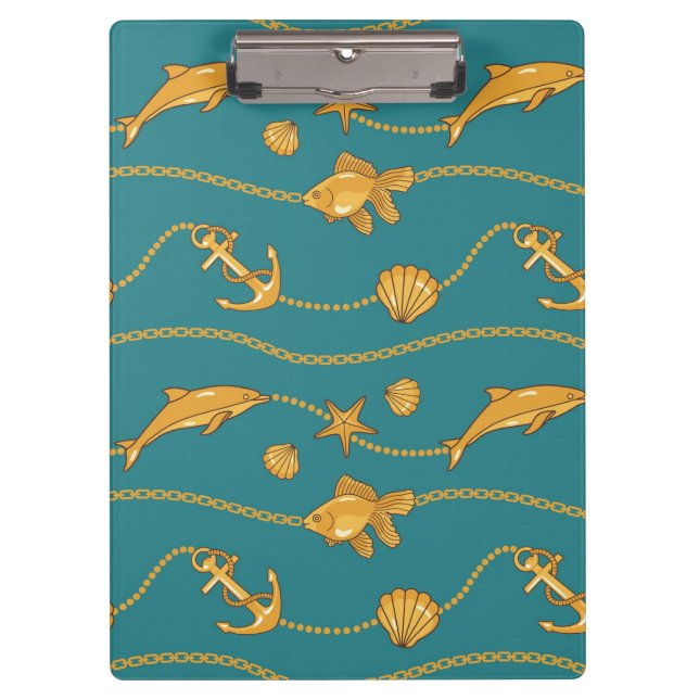 Gold Nautical Pattern Clipboard (Front)