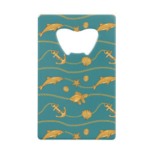 Gold Nautical Pattern Credit Card Bottle Opener