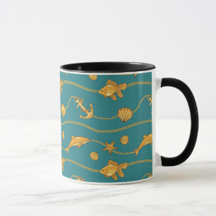Gold Nautical Pattern Mug