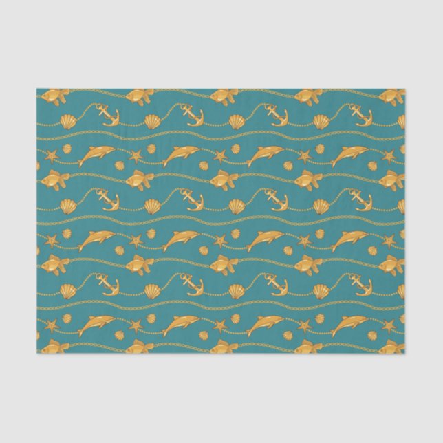 Gold Nautical Pattern Tissue Paper (Front)