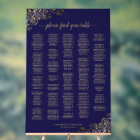 Gold & Navy 300 Person Alphabetical Seating Chart