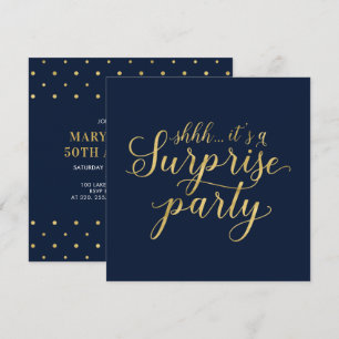 Gold & Navy   50th Surprise Wedding Anniversary Invitation