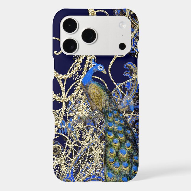 Gold Navy Black Blue Opulence Peacock Swirl (Back)