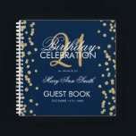 Gold Navy Blue 21st Birthday Guest Book Confetti<br><div class="desc">An elegant 21st Birthday Party Guest Book template with Gold Glitter Confetti on Navy Blue design and easy to customize text.</div>