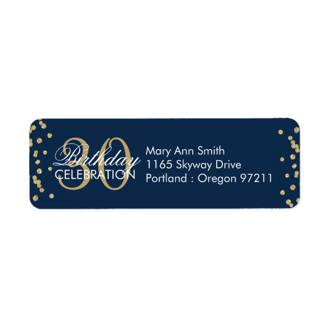 Gold Navy Blue 30th Birthday Glitter Confetti (Front)