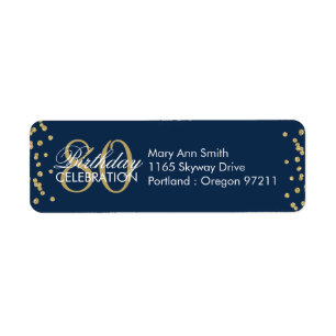 Gold Navy Blue 80th Birthday Parties scintillant C