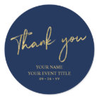 Gold & Navy Blue Birthday Party Thank you Favour