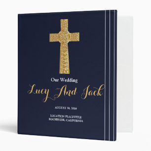 Gold navy blue elegant typography binder